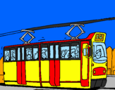 Desenho Eléctrico com passageiros pintado por Gregório