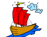 Desenho Barco veleiro pintado por ro