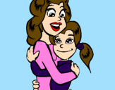 Desenho Mãe e filha abraçaram pintado por Gsv