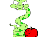 Desenho Serpente e maçã pintado por be@triz 