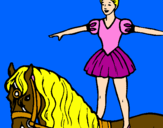 Desenho Trapezista em cima do cavalo pintado por Lara