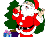 Desenho Santa Claus e uma árvore de natal pintado por freddy