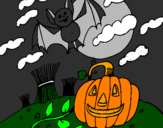 Desenho Paisagem Halloween pintado por victoria tolim