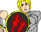 Desenho Cavaleiro com escudo de leão pintado por tendy
