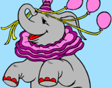 Desenho Elefante com 3 balões pintado por Lara