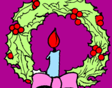 Desenho Coroa de natal e uma vela pintado por mariana