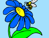 Desenho Margarida com abelha pintado por nicole