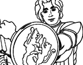 Desenho Cavaleiro com escudo de leão pintado por ingrid