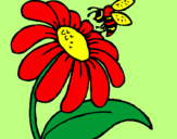 Desenho Margarida com abelha pintado por beta