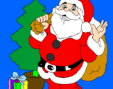 Desenho Santa Claus e uma árvore de natal pintado por wallacy  vinicius