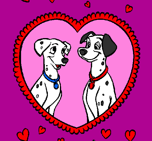 Desenho Dalmatas apaixonados pintado por cachorros