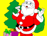 Desenho Santa Claus e uma árvore de natal pintado por Luis Miguel Dias