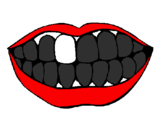 Desenho Boca e dentes pintado por babão