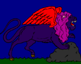 Desenho Leão alado pintado por leão alado