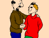 Desenho Pai e filho apertam a mão pintado por pedro