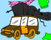 Desenho Carro com bagagem pintado por magda ctba
