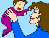 Desenho Mãe e filho  pintado por mariafernanda par simone 