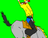 Desenho Vaqueiro a cavalo pintado por montaria em cavalo