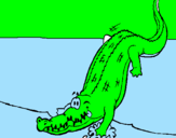 Desenho Crocodilo a entrar na água pintado por ALYSSON