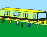 Desenho Passageiros à espera do comboio pintado por andreia