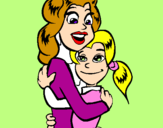 Desenho Mãe e filha abraçaram pintado por  LORENA CRISTINE