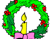 Desenho Coroa de natal e uma vela pintado por luis