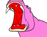 Desenho Hipopótamo com a boca aberta pintado por vinicius