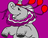 Desenho Elefante com 3 balões pintado por julia arielly buedo