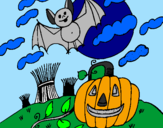 Desenho Paisagem Halloween pintado por nodis