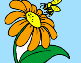 Desenho Margarida com abelha pintado por Susana Raquel