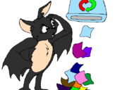 Desenho Morcego a recliclar pintado por Seperar la vasura!