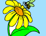 Desenho Margarida com abelha pintado por Ana Raquel
