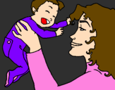 Desenho Mãe e filho  pintado por renata
