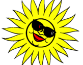Desenho Sol com óculos de sol pintado por rayanebjo