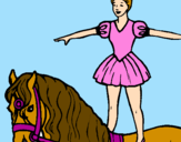Desenho Trapezista em cima do cavalo pintado por erica