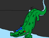 Desenho Crocodilo a entrar na água pintado por Lauriinha!