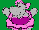 Desenho Hipopótamo com laço pintado por carou