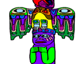 Desenho Totem pintado por Julia e mano