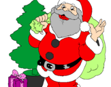 Desenho Santa Claus e uma árvore de natal pintado por dan o gostoso