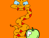 Desenho Serpente e maçã pintado por onda