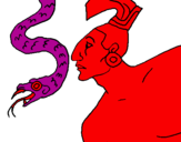 Desenho Serpente e guerreiro pintado por joao