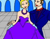 Desenho Princesa e príncipe no baile pintado por Marcia