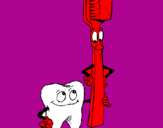 Desenho Dentes e escova de dentes pintado por isabela
