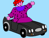 Desenho Boneca em carro descapotável pintado por Carolina 3 Anos