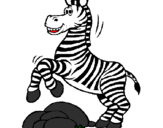 Desenho Zebra a saltar pedras pintado por ALINE
