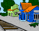 Desenho Estação de comboio pintado por leonardos