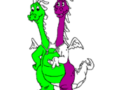 Desenho Dragão com 2 cabeças pintado por ERICK