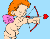 Desenho Cupido a apontar com a seta pintado por sofia