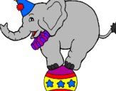 Desenho Elefante em cima de uma bola pintado por Bruna