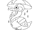 Desenho Pato sob a chuva pintado por rita